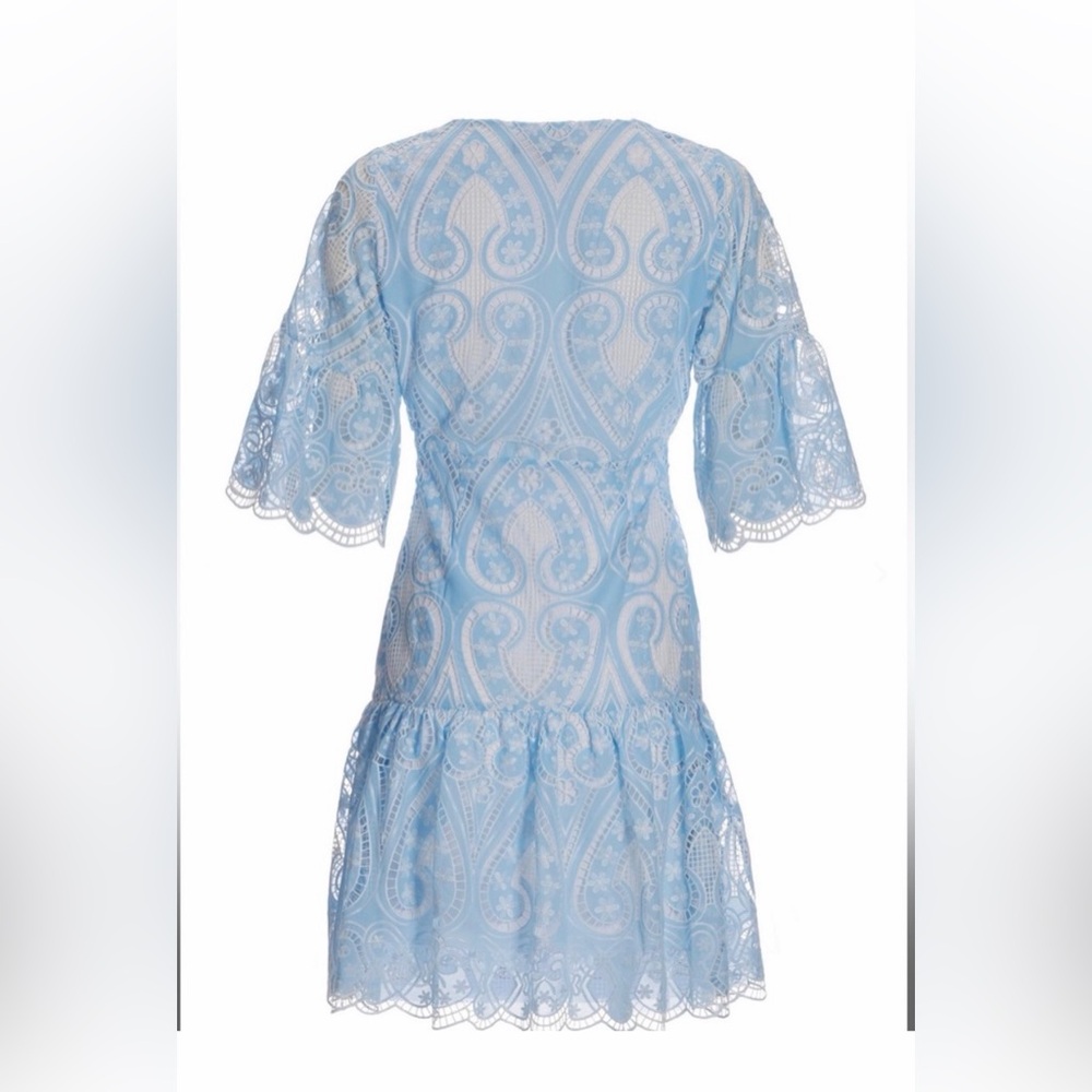 Boston Proper Two Tone Lace Flounce Dress Airy Blue - Picture 5 of 5